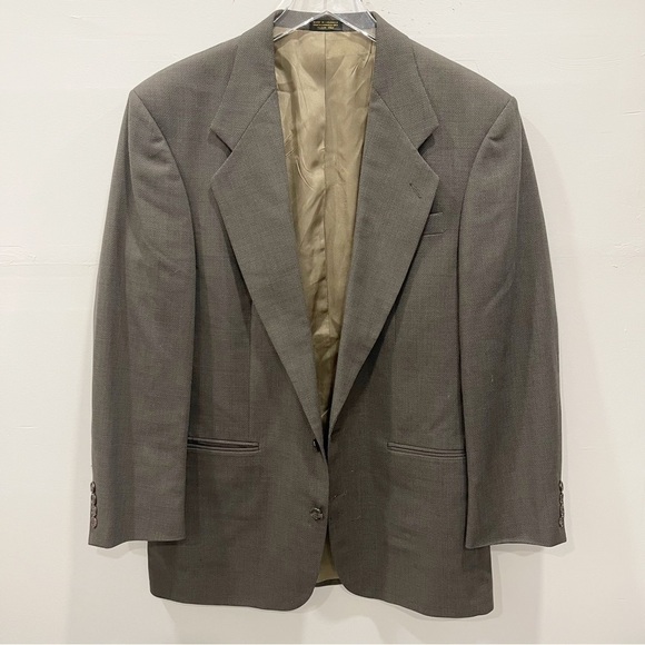Oscar De La Renta Gray Tan Textured Two Button Jacket Sports Coat Size 38R - Picture 1 of 12